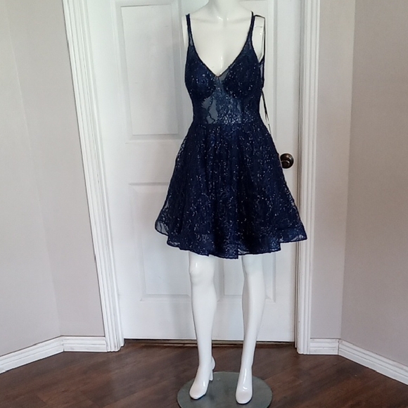 Nwt Juliet Elegant Navy Blue Lace Dress